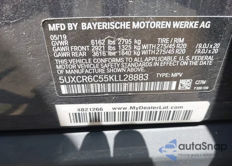 2019 BMW X5 xDrive40I из США, поврежденный, VIN 5UXCR6C55KLL28883